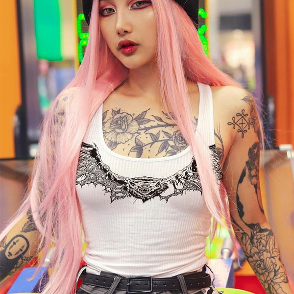 white tank women harajuku gothic bat print bodycon sleeveless crop tank female casual slim camis
white tank women harajuku gothic bat print bodycon sleeveless crop tank female casual slim camis