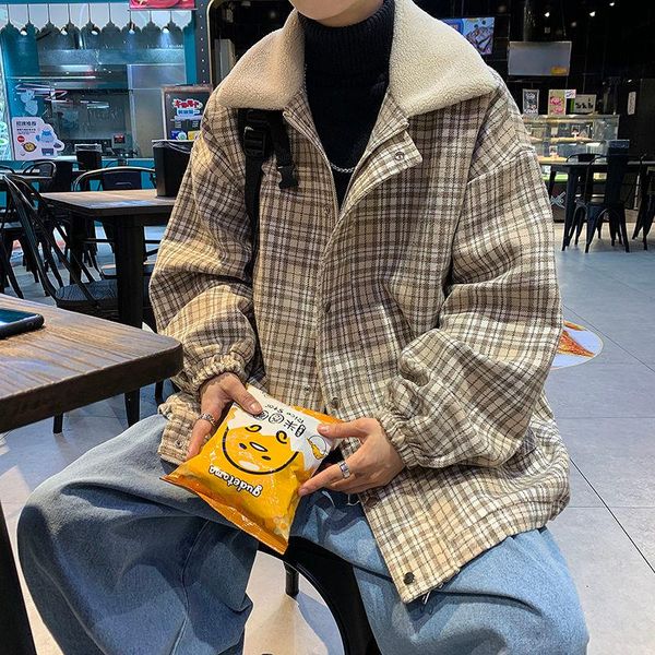 men's jackets lamb wool mens plaid thicken vintage winter coats fashion streetwear oversized casual outerwear, Black;brown
men's jackets lamb wool mens plaid thicken vintage winter coats fashion streetwear oversized casual outerwear, Black;brown