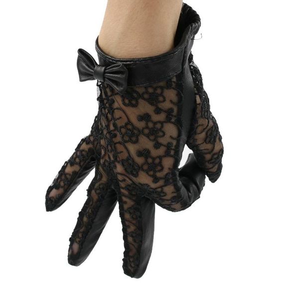five fingers gloves short genuine leather lace nappa italian women driving mittens, Blue;gray
five fingers gloves short genuine leather lace nappa italian women driving mittens, Blue;gray