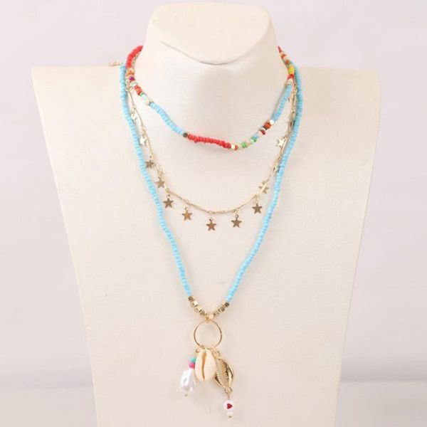 chains 2/3 pcs/set beach style fashion blue glass beaded long necklaces for women bohemian shell pearl pin pendant gold chain necklace, Silver
chains 2/3 pcs/set beach style fashion blue glass beaded long necklaces for women bohemian shell pearl pin pendant gold chain necklace, Silver