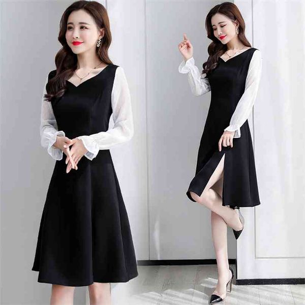 spring bodycon plus size vintage dress korean black elegant v-neck midi autumn women casual party split vestidos 210528, Black;gray
spring bodycon plus size vintage dress korean black elegant v-neck midi autumn women casual party split vestidos 210528, Black;gray
