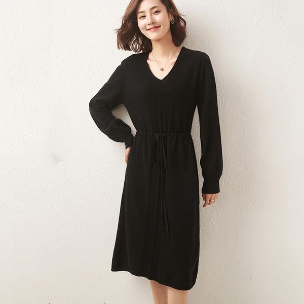 casual dresses v-neck cashmere pullovers drawstring bubble sleeve 100% australian wool knitting jumpers 2021 loose women long-style dress, Black;gray
casual dresses v-neck cashmere pullovers drawstring bubble sleeve 100% australian wool knitting jumpers 2021 loose women long-style dress, Black;gray
