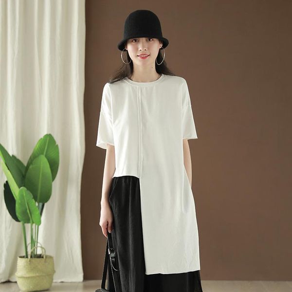 women's t-shirt johnature simple leisure solid color patchwork o-neck short sleeve irregular cotton t-shirts 2021 summer all-match wome, White
women's t-shirt johnature simple leisure solid color patchwork o-neck short sleeve irregular cotton t-shirts 2021 summer all-match wome, White