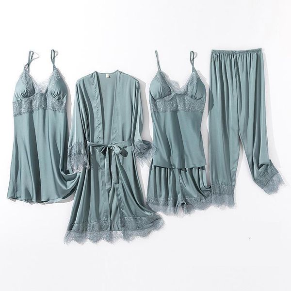 5pcs pajama set women lace trim satin sleepwear suit pyjamas summer bridal wedding nightwear casual home wear kimono bath gown, Black;red
5pcs pajama set women lace trim satin sleepwear suit pyjamas summer bridal wedding nightwear casual home wear kimono bath gown, Black;red