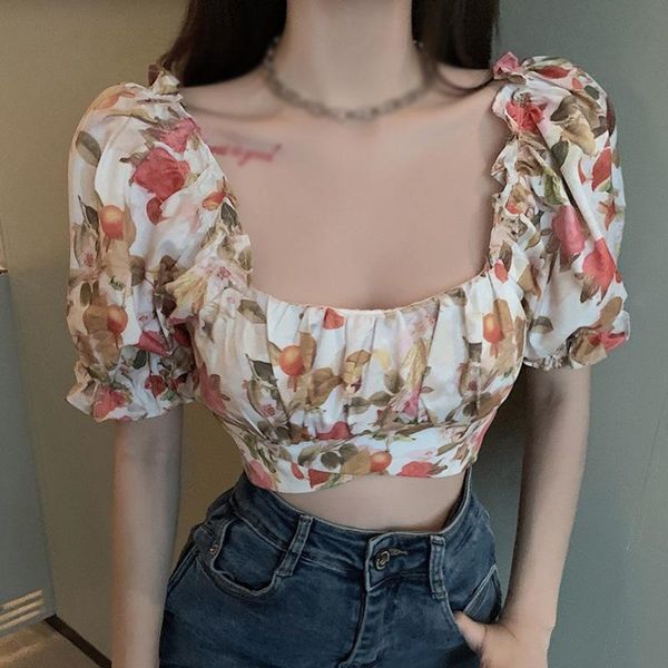 women's blouses & shirts women printed summer square collar sweet shirt short sleeve floral, White
women's blouses & shirts women printed summer square collar sweet shirt short sleeve floral, White