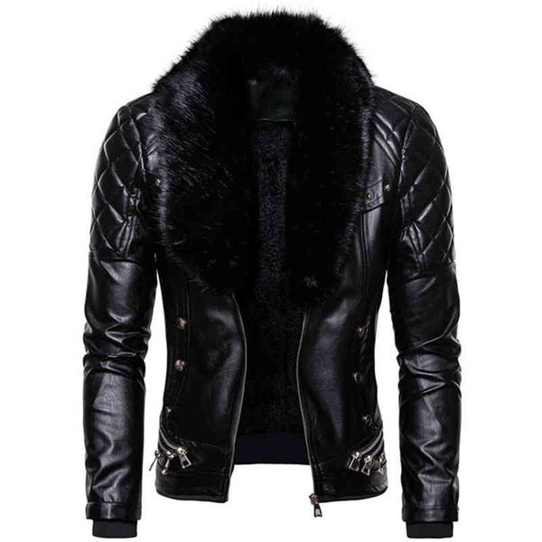 2021 new dign motorcycle bomber add wool leather et men autumn turn down fur collar removable slim fit male warm pu coats, Black
2021 new dign motorcycle bomber add wool leather et men autumn turn down fur collar removable slim fit male warm pu coats, Black