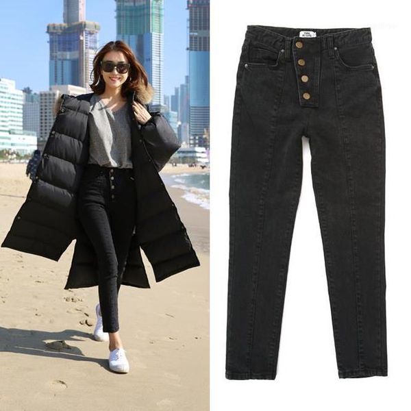 women's jeans korean style ultra thin diagonal button high-waisted ultra-stretch skinny woman, Blue
women's jeans korean style ultra thin diagonal button high-waisted ultra-stretch skinny woman, Blue