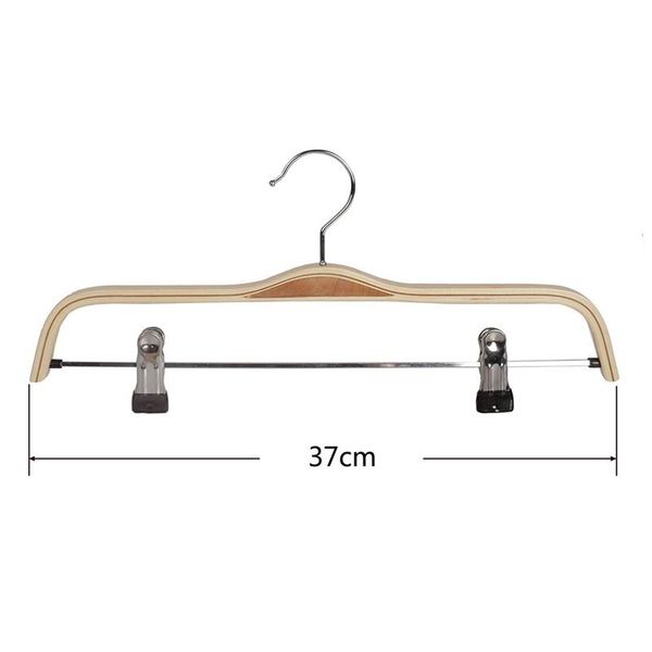 hangers & racks 10 pack solid finish wooden trousers/skirt with anti-rust clips coat clothes