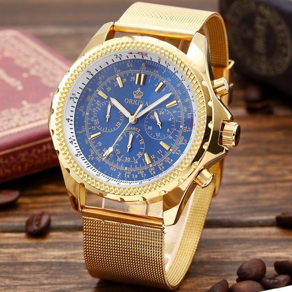 wristwatches orkina watches men chronograph stainless steel mesh band quartz wristwatch mens relogio masculino, Slivery;brown
wristwatches orkina watches men chronograph stainless steel mesh band quartz wristwatch mens relogio masculino, Slivery;brown
