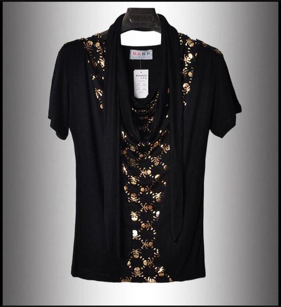 men's t-shirts 2021 summer short-sleeved skull fake two shirt personality non-mainstream fashion tide t-shirt singer stage costumes, White;black
men's t-shirts 2021 summer short-sleeved skull fake two shirt personality non-mainstream fashion tide t-shirt singer stage costumes, White;black