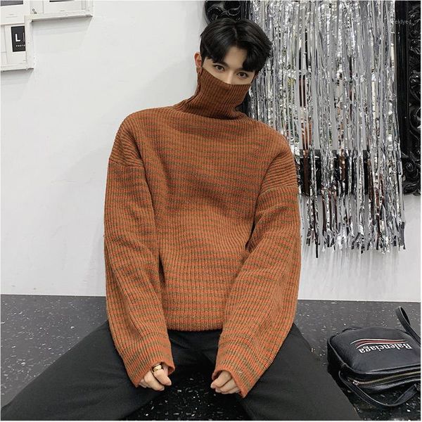 2020 winter new japanese loose small fresh striped fluffy thick wool knit high collar men's casual trend sweater1, White;black
2020 winter new japanese loose small fresh striped fluffy thick wool knit high collar men's casual trend sweater1, White;black