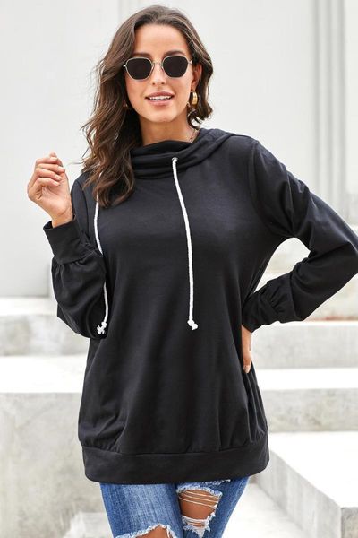women's sweaters solid color loose long sleeve large size drawstring sports pullover hoodie, White;black
women's sweaters solid color loose long sleeve large size drawstring sports pullover hoodie, White;black