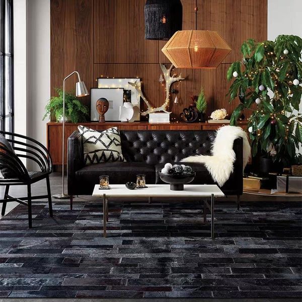 american style luxury cowhide patch work rug, natural black color cow skin fur carpet for living room decoration fur mat
american style luxury cowhide patch work rug, natural black color cow skin fur carpet for living room decoration fur mat
