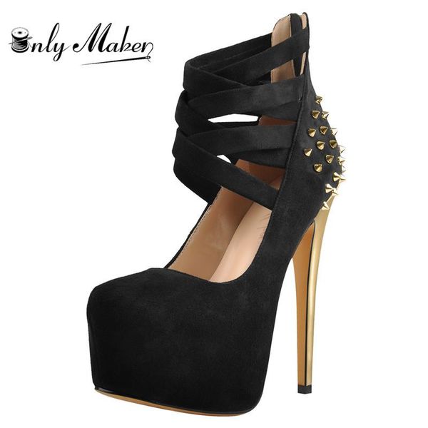 dress shoes onlymaker women's platform stiletto 15~16cm high heel strappy pumps metallic rivet studded back zipper plus size us5~us15, Black
dress shoes onlymaker women's platform stiletto 15~16cm high heel strappy pumps metallic rivet studded back zipper plus size us5~us15, Black
