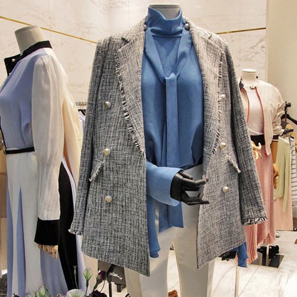 women's suits & blazers blazers spring autumn women korean casual tassel plaid ol elegant vintage double breasted blazer coat os44, White;black
women's suits & blazers blazers spring autumn women korean casual tassel plaid ol elegant vintage double breasted blazer coat os44, White;black