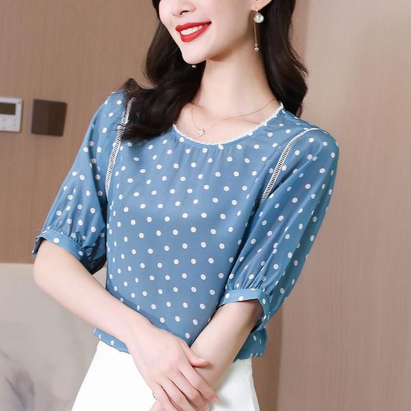 women's blouses & shirts 100% real silk women casual shirt summer elegant o-neck hollow out patchwork half sleeve loose lady dot print, White
women's blouses & shirts 100% real silk women casual shirt summer elegant o-neck hollow out patchwork half sleeve loose lady dot print, White