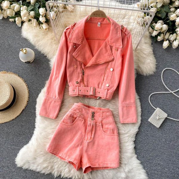 women's tracksuits women autumn korean fashion retro denim set long sleeve notched collar short outerwear+high waist shorts two piece, Gray
women's tracksuits women autumn korean fashion retro denim set long sleeve notched collar short outerwear+high waist shorts two piece, Gray