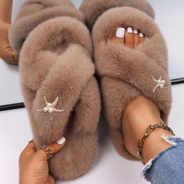 slippers women's fluffy faux fur pearl starfish decor slides flat sandals smooth flip flops diy shoes wholesale, Black
slippers women's fluffy faux fur pearl starfish decor slides flat sandals smooth flip flops diy shoes wholesale, Black