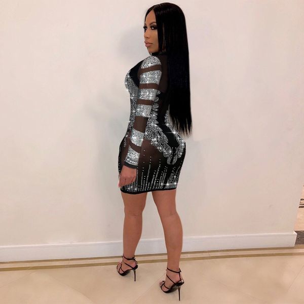 2021 new solid dress transparent diamond round neck long sleeve club mini riy9, Black;gray
2021 new solid dress transparent diamond round neck long sleeve club mini riy9, Black;gray
