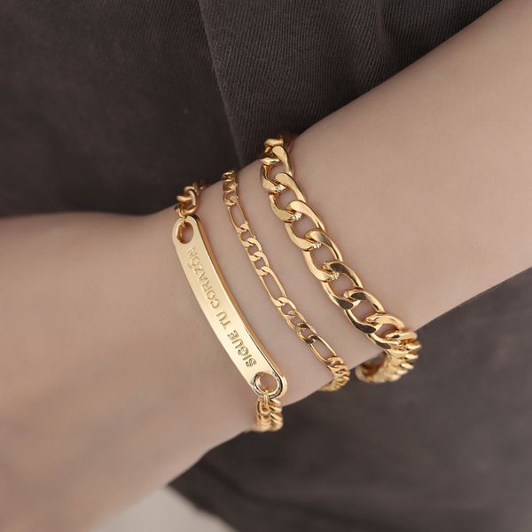 jewelry personality versatile letter carving hand decoration women's metal simple chain trendy geometric brace, Silver
jewelry personality versatile letter carving hand decoration women's metal simple chain trendy geometric brace, Silver