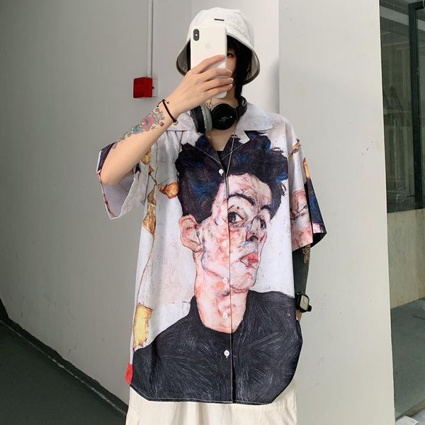 women's blouses & shirts summer korean harajuku hong kong style retro head figure printing loose short sleeve shirt design blouse fashi, White
women's blouses & shirts summer korean harajuku hong kong style retro head figure printing loose short sleeve shirt design blouse fashi, White