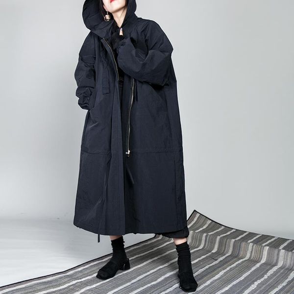 women's trench coats windproof drawstring hooded loose zipper 2021 casual vintage gothic plus size pockets autumn x-long coat women d5, Tan;black
women's trench coats windproof drawstring hooded loose zipper 2021 casual vintage gothic plus size pockets autumn x-long coat women d5, Tan;black