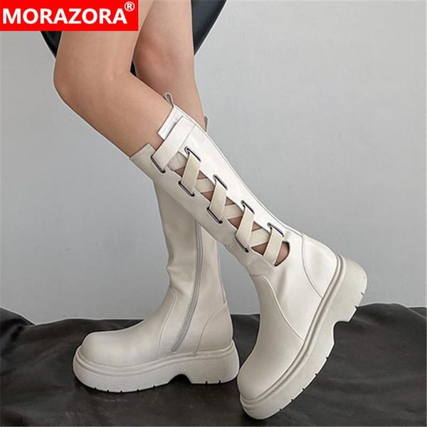 boots morazora 2022 arrive genuine leather women shoes hollow out fashion flat platform knee high, Black
boots morazora 2022 arrive genuine leather women shoes hollow out fashion flat platform knee high, Black