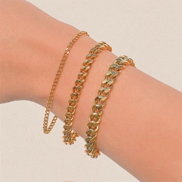 link, chain trendy stainless steel bracelet women basic cuban 14k gold plated holiday gift friend wedding party, Black
link, chain trendy stainless steel bracelet women basic cuban 14k gold plated holiday gift friend wedding party, Black