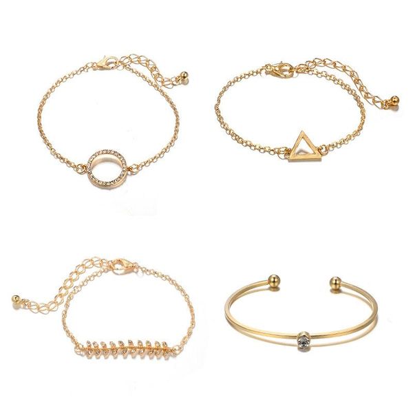 charm bracelets 4 pcs/set women's fashion crystal circle leaf chain gold bracelet set party wedding jewelry, Golden;silver
charm bracelets 4 pcs/set women's fashion crystal circle leaf chain gold bracelet set party wedding jewelry, Golden;silver