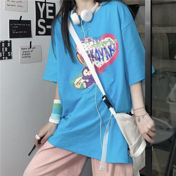women's t-shirt 2021 kawaii t-shirts o-neck short sleeve cute for women japanese loose cartoon print tees sweet fashion shirt street s, White
women's t-shirt 2021 kawaii t-shirts o-neck short sleeve cute for women japanese loose cartoon print tees sweet fashion shirt street s, White