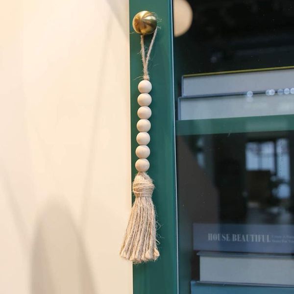 4 pcs diy wooden home decoration handmade bohemian style wooden beads wreath farm beads tassels charm rustic natural