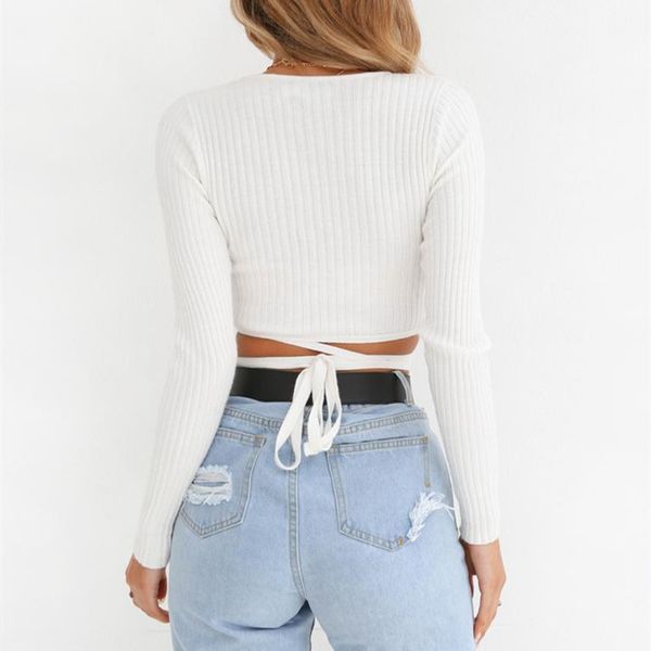 knitting long sleeve t shirt crop women deep v neck wrap bandage fashion tee shirts 2019 fall c34-h37, White
knitting long sleeve t shirt crop women deep v neck wrap bandage fashion tee shirts 2019 fall c34-h37, White
