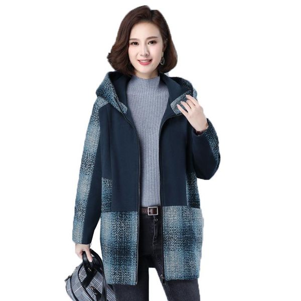 women's wool & blends large size loose woolen coats winter cotton coat mid-long quilted thicken blended casual ladies plaid jacket 4xl, Black
women's wool & blends large size loose woolen coats winter cotton coat mid-long quilted thicken blended casual ladies plaid jacket 4xl, Black