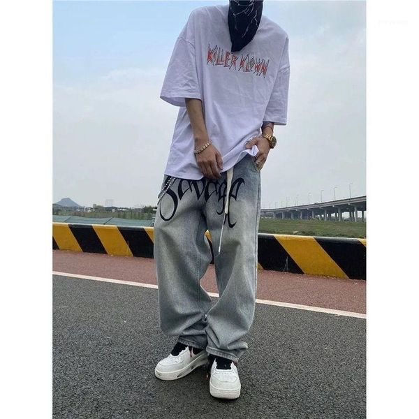 men's jeans american baggy men street style hip-hop letter printed loose trousers male retro washed mid-waist straight wide-leg pants, Blue
men's jeans american baggy men street style hip-hop letter printed loose trousers male retro washed mid-waist straight wide-leg pants, Blue