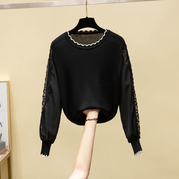 plus autumn knitted long-sleeved shirt solid-lace neck big female mesh size pullovers cloth c7rr, White;black
plus autumn knitted long-sleeved shirt solid-lace neck big female mesh size pullovers cloth c7rr, White;black