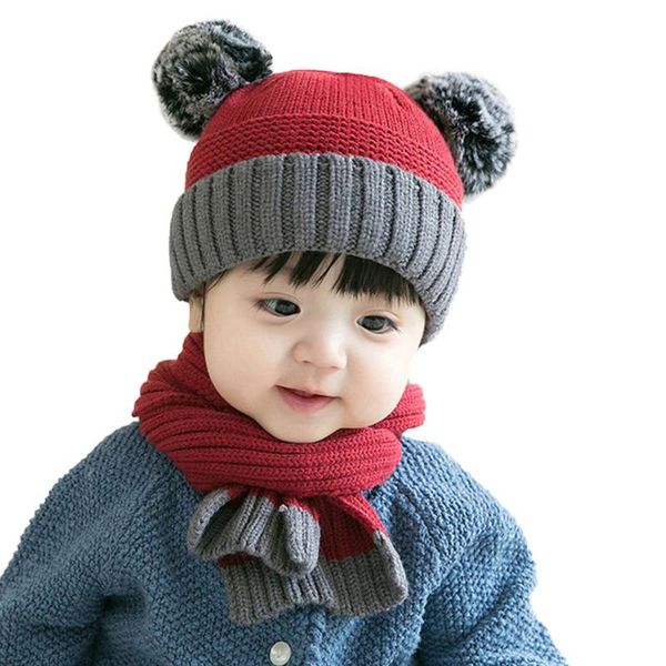 baby cap knitting scarf warm protective no-brim relaxed breathable round hat 2-side plush balls hairpiece, Yellow 
baby cap knitting scarf warm protective no-brim relaxed breathable round hat 2-side plush balls hairpiece, Yellow