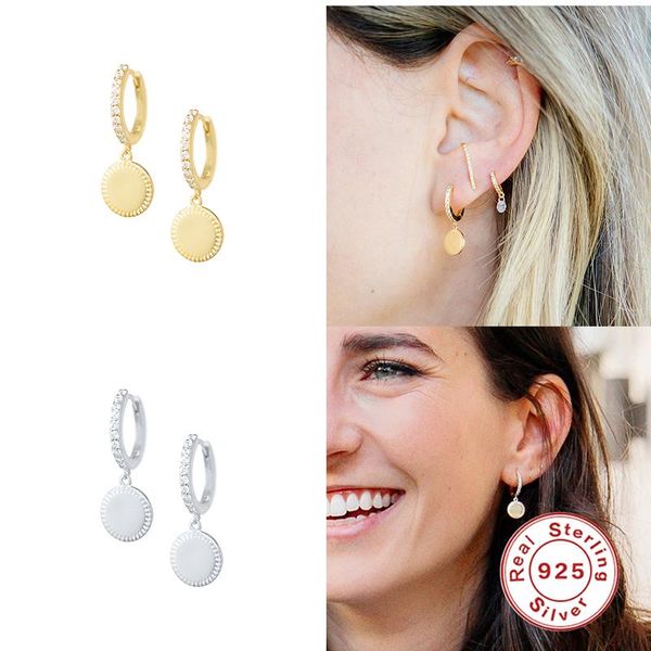 gs 925 sterling silver hoop earrings with cubic zirconia round disc circle charm dangle drop earring gold color for women, Golden;silver
gs 925 sterling silver hoop earrings with cubic zirconia round disc circle charm dangle drop earring gold color for women, Golden;silver