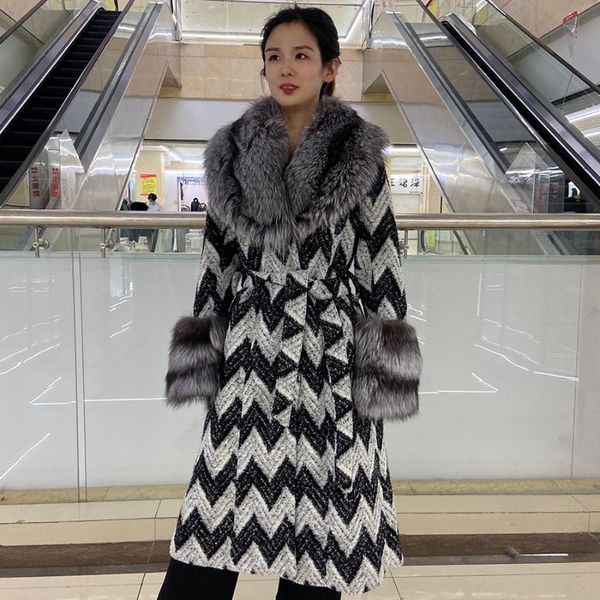 women's fur & faux wool coat women long cashmere jacket winter warm fashion blends overcoat silver trim and cuffs adjustable waist, Black
women's fur & faux wool coat women long cashmere jacket winter warm fashion blends overcoat silver trim and cuffs adjustable waist, Black