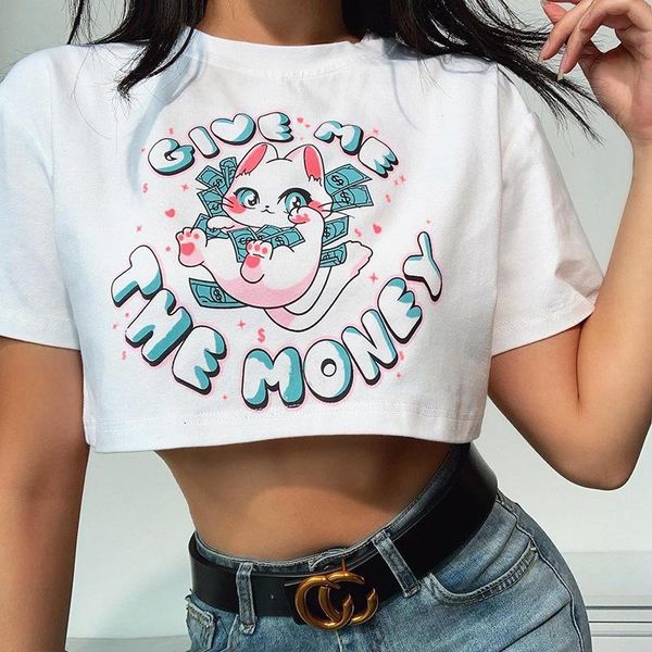 women's t-shirt 2021 summer korean lucky cat printing fashion street exposed navel short female, White
women's t-shirt 2021 summer korean lucky cat printing fashion street exposed navel short female, White