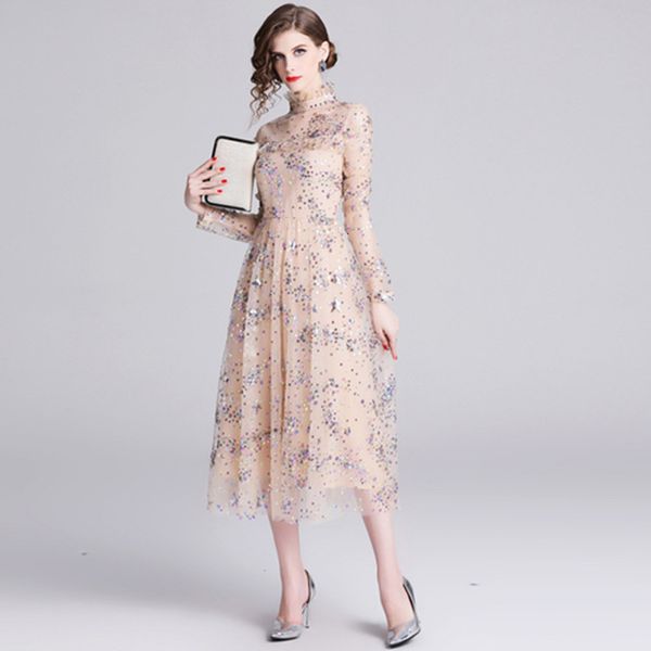 2021 new women fashion ruffles vintage dresses slim elegent long sleeve casual party sequin mesh dress vdv3, Black;gray
2021 new women fashion ruffles vintage dresses slim elegent long sleeve casual party sequin mesh dress vdv3, Black;gray