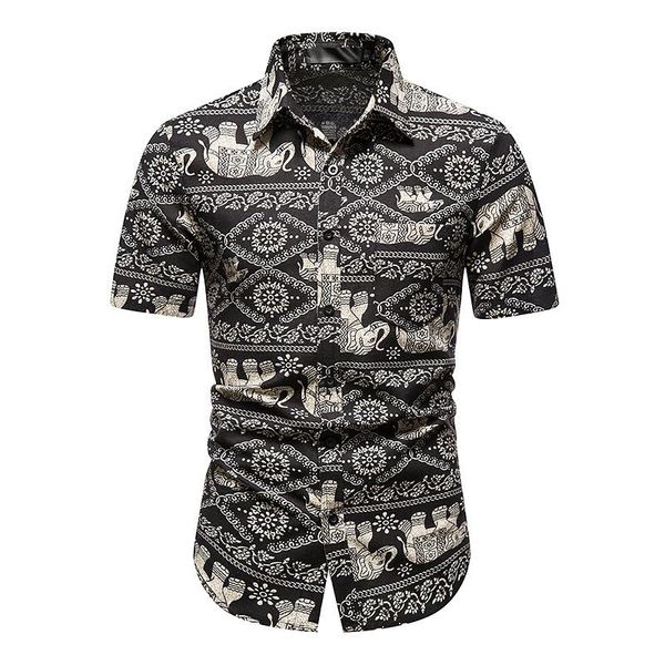 men's casual shirts short sleeve turn-down collar elephant printed shirt summer ethnic style hawaii men cotton hawaiian blouse, White;black
men's casual shirts short sleeve turn-down collar elephant printed shirt summer ethnic style hawaii men cotton hawaiian blouse, White;black