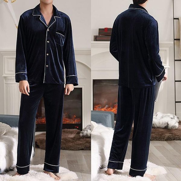 men's sleepwear drop autumn winter long-sleeved warm pajamas male v-neck gold velvet two-piece suit 2021, Black;brown
men's sleepwear drop autumn winter long-sleeved warm pajamas male v-neck gold velvet two-piece suit 2021, Black;brown