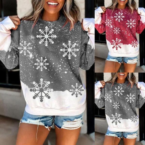 women's blouses & shirts o-neck long sleeve pullover sweatshirt breathable snowflake print patchwork christmas outerwear, White
women's blouses & shirts o-neck long sleeve pullover sweatshirt breathable snowflake print patchwork christmas outerwear, White