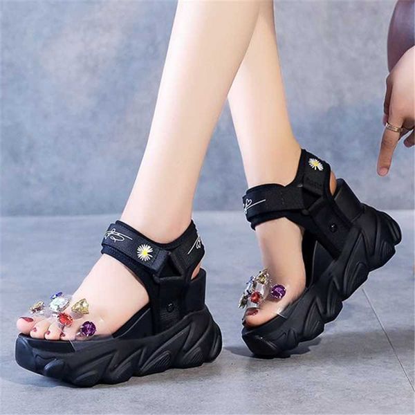 sandals 2021 summer women wedge open toe transparent pvc crystal chunky platform shoes woman thick bottom 10cm high heels, Black
sandals 2021 summer women wedge open toe transparent pvc crystal chunky platform shoes woman thick bottom 10cm high heels, Black