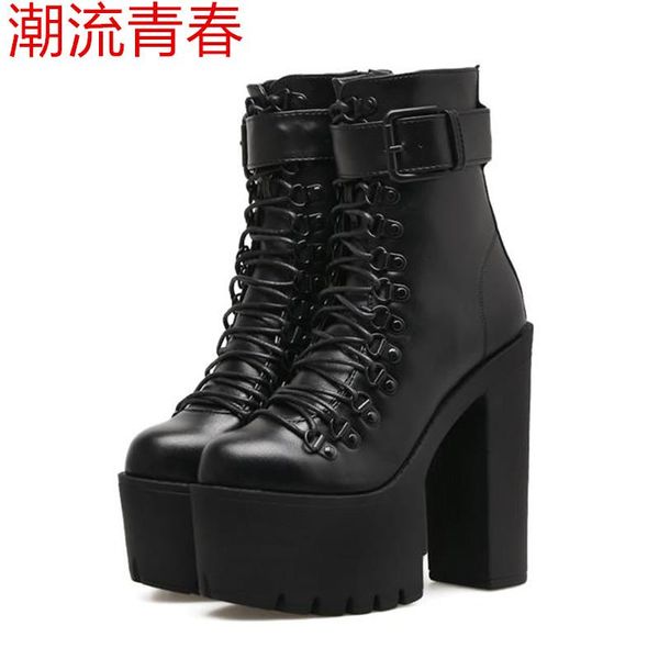 boots women ankle with thick soles and strappy high-heeled 14cm spring autumn casual lace up punk shoes, Black
boots women ankle with thick soles and strappy high-heeled 14cm spring autumn casual lace up punk shoes, Black