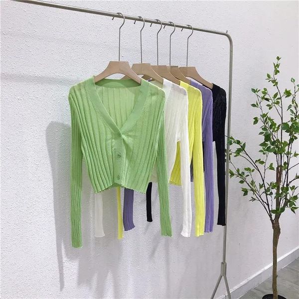 women's knits & tees knit crop women v-neck knitted casual short sweaters cardigans lady knitting thin summer cardigan outwear for fem, White
women's knits & tees knit crop women v-neck knitted casual short sweaters cardigans lady knitting thin summer cardigan outwear for fem, White