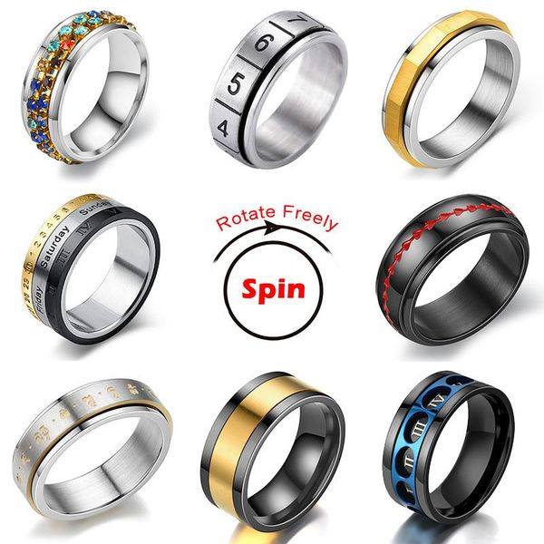 cluster rings anxiety fidget spinner rotating ring for men women stainless steel roman numbers stylish punk spinning anti stress jewelry, Golden;silver
cluster rings anxiety fidget spinner rotating ring for men women stainless steel roman numbers stylish punk spinning anti stress jewelry, Golden;silver