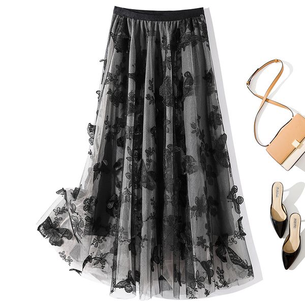 2021 spring summer long skirts new lady fashionable embroidery elastic high-waisted mesh multilayer gauze skirt 5ezj, Black
2021 spring summer long skirts new lady fashionable embroidery elastic high-waisted mesh multilayer gauze skirt 5ezj, Black
