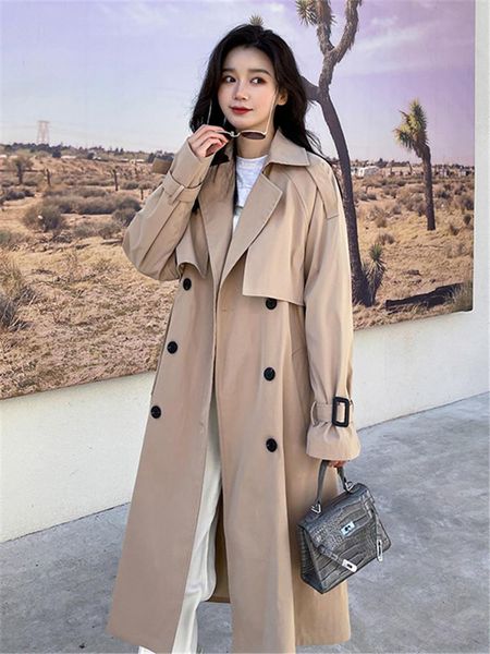 women's trench coats windbreaker spring autumn korean fashion loose solid color high-quality double-breasted long sleeve feminine coat0, Tan;black
women's trench coats windbreaker spring autumn korean fashion loose solid color high-quality double-breasted long sleeve feminine coat0, Tan;black