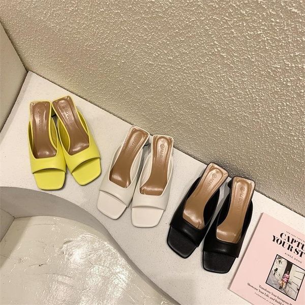 sandals 2021 summer women's shoes thin heel high square head fashion, Black